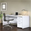 Pemberly Row 72W Office Desk with File Cabinet in White - Engineered Wood
