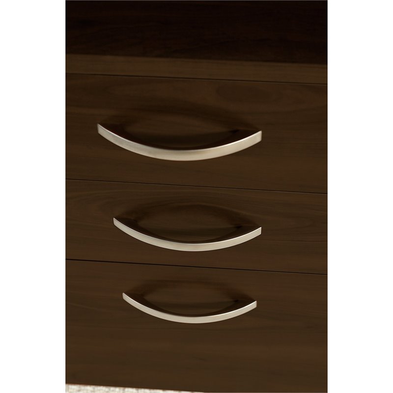 Pemberly Row L-Shaped Engineered Wood Bowfront Desk Set in Mocha Cherry