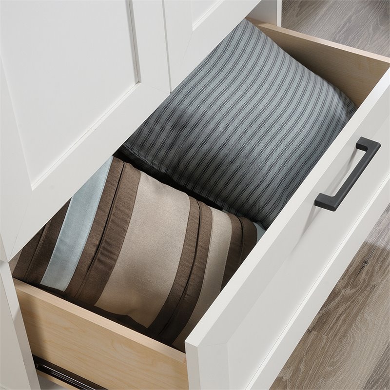 Pemberly Row Engineered Wood Bedroom Wardrobe Armoire in Soft White