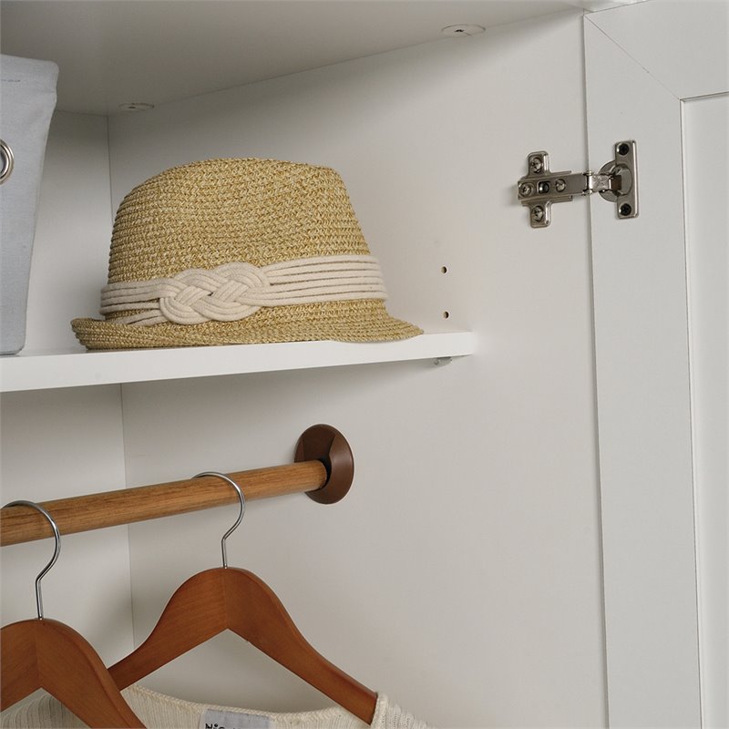 Pemberly Row Engineered Wood Bedroom Wardrobe Armoire in Soft White