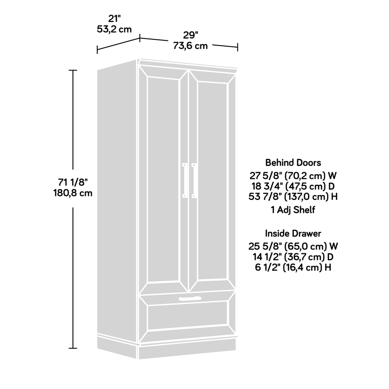 Pemberly Row Engineered Wood Bedroom Wardrobe Armoire in Soft White