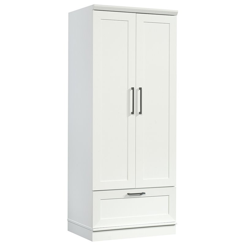 Pemberly Row Engineered Wood Bedroom Wardrobe Armoire in Soft White