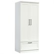 Pemberly Row Engineered Wood Bedroom Wardrobe Armoire in Soft White