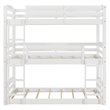 Pemberly Row Traditional Wood Twin Triple Bunk Bed in White Finish