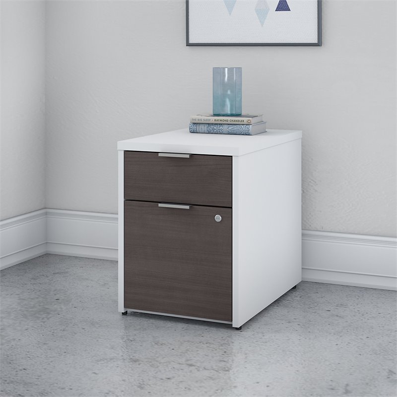 Pemberly Row 2 Drawer File Cabinet in White and Storm Gray - Engineered Wood