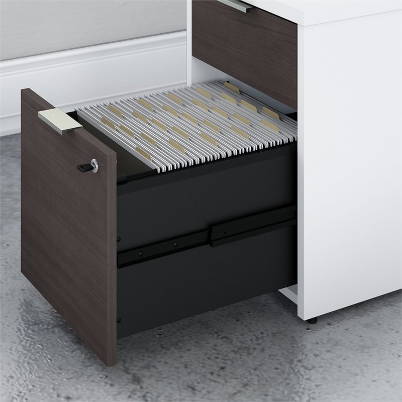 Pemberly Row 2 Drawer File Cabinet in White and Storm Gray - Engineered Wood