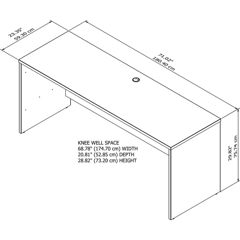 Pemberly Row 72W x 24D Credenza Desk in Modern Hickory - Engineered Wood