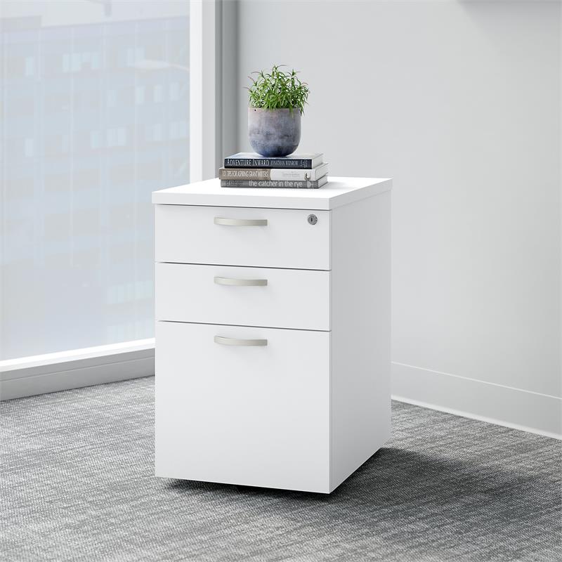 Pemberly Row 3 Drawer Mobile File Cabinet in Pure White - Engineered Wood