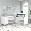 Pemberly Row 72W Sit to Stand L Shaped Desk in White - Engineered Wood