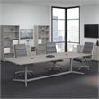 Pemberly Row Conference Table with Metal Base - Platinum Gray - Engineered Wood