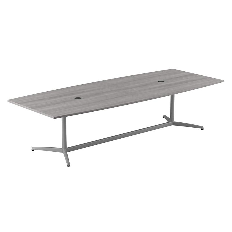 Pemberly Row Conference Table with Metal Base - Platinum Gray - Engineered Wood