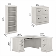 Pemberly Row L Shaped Desk with Storage Set in Linen White Oak - Engineered Wood