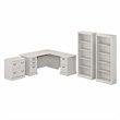 Pemberly Row L Shaped Desk with Storage Set in Linen White Oak - Engineered Wood
