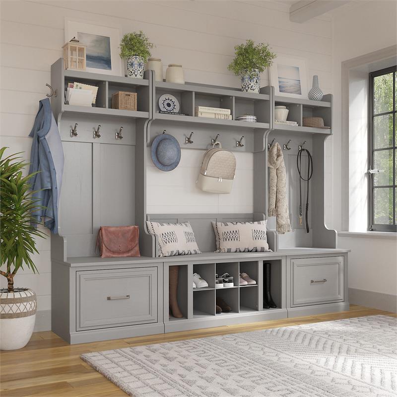 Pemberly Row Full Entryway Storage Set with Drawers - Cape Cod Gray