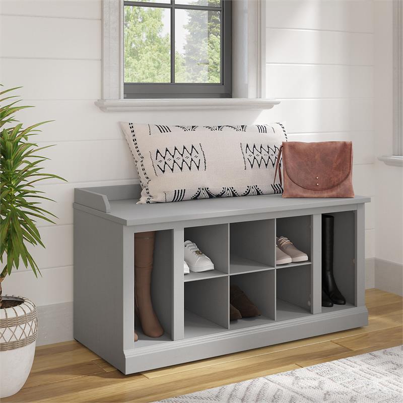 Pemberly Row Shoe Storage Bench with Shelves - Cape Cod Gray - Engineered Wood