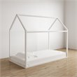 Pemberly Row Modern Kids Metal House Bed Twin Size Frame in White