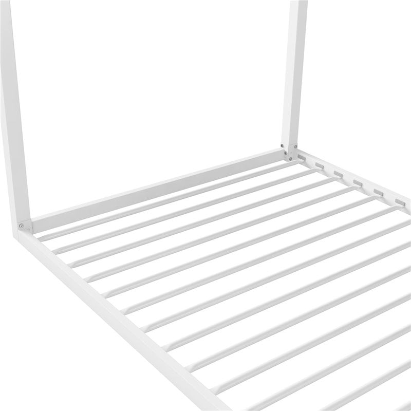 Pemberly Row Modern Kids Metal House Bed Twin Size Frame in White