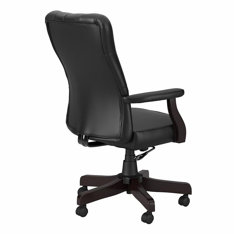 Pemberly Row High Back Tufted Office Chair with Arms in Black Bonded Leather
