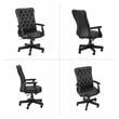 Pemberly Row High Back Tufted Office Chair with Arms in Black Bonded Leather