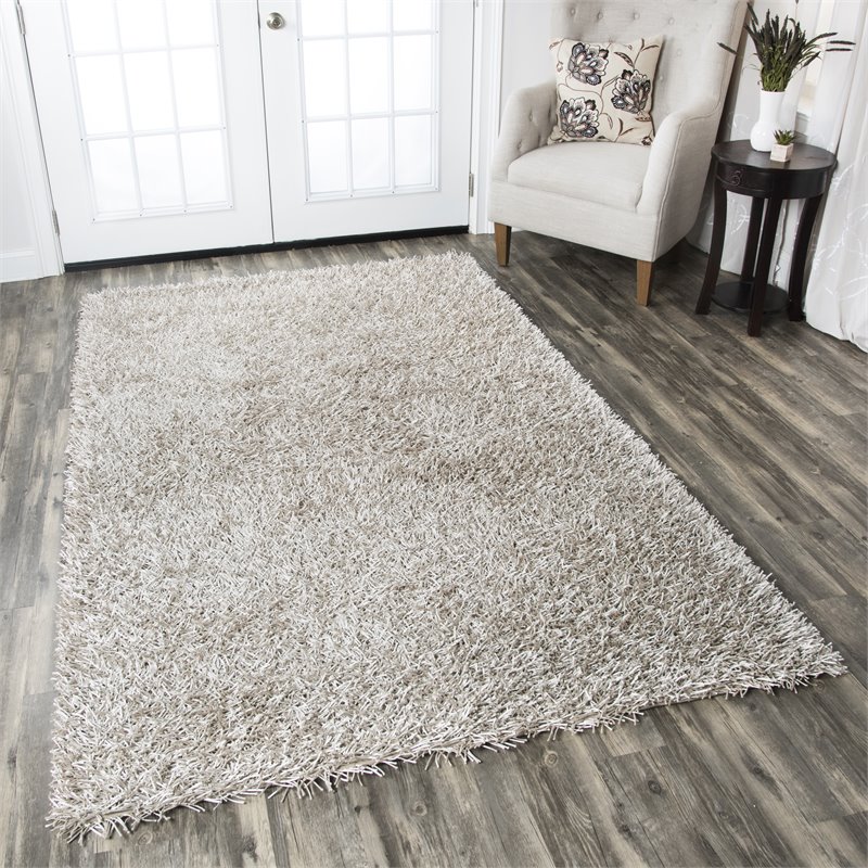 Pemberly Row Modern 6' x 9' Solid Khaki/Ivory Tufted Area Rug
