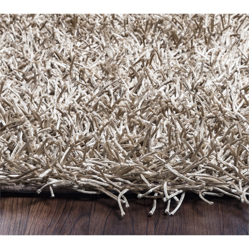 Pemberly Row Modern 6' x 9' Solid Khaki/Ivory Tufted Area Rug