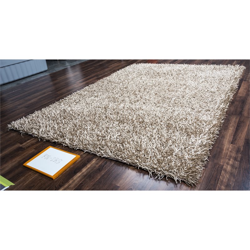 Pemberly Row Modern 6' x 9' Solid Khaki/Ivory Tufted Area Rug