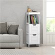 Pemberly Row Contemporary MDF and NC Paint Floor Cabinet with 2 Drawers in White