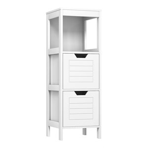Pemberly Row Contemporary MDF and NC Paint Floor Cabinet with 2 Drawers in White