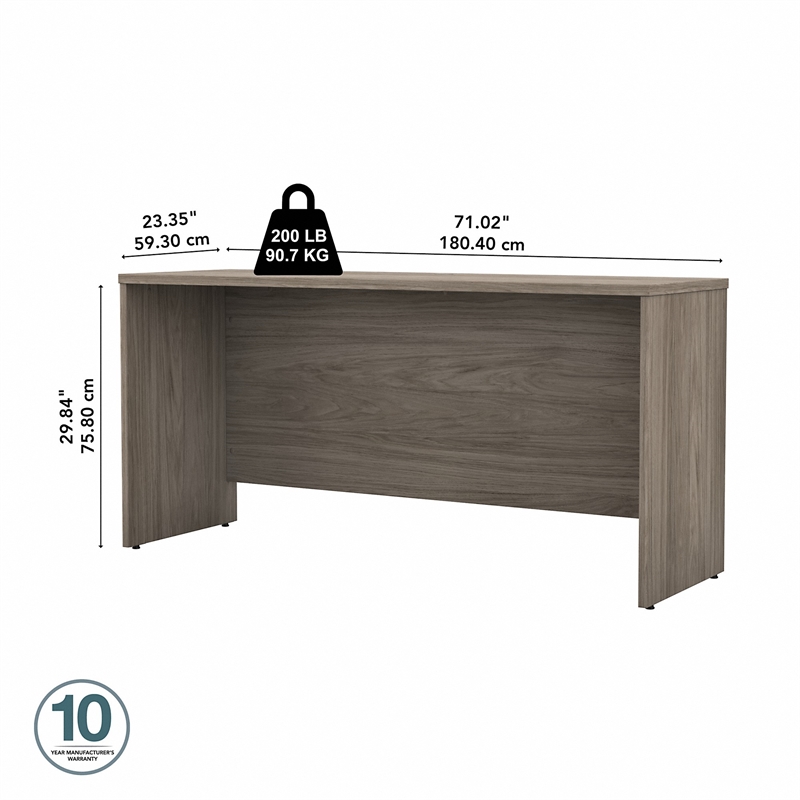 Pemberly Row 72W x 24D Credenza Desk in Modern Hickory - Engineered Wood