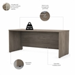 Pemberly Row 72W Desk with Hutch and Drawers in Modern Hickory - Engineered Wood