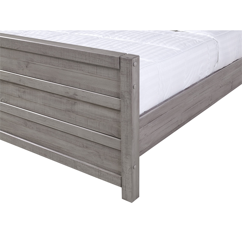 Pemberly Row Contemporary Solid Wood King Bed in Antique Gray