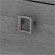 Pemberly Row L Shaped Bow Front Desk with Drawers in Gray - Engineered Wood