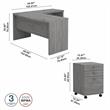 Pemberly Row L Shaped Bow Front Desk with Drawers in Gray - Engineered Wood