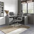 Pemberly Row L Shaped Desk with Mobile File Cabinet in Gray - Engineered Wood