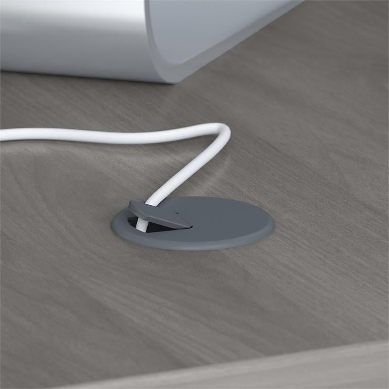 Pemberly Row L Shaped Desk with Mobile File Cabinet in Gray - Engineered Wood