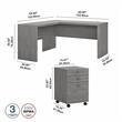 Pemberly Row L Shaped Desk with Mobile File Cabinet in Gray - Engineered Wood
