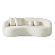 Pemberly Row Living Room French Knitted Boucle Fabric Upholstered Sofa in Cream