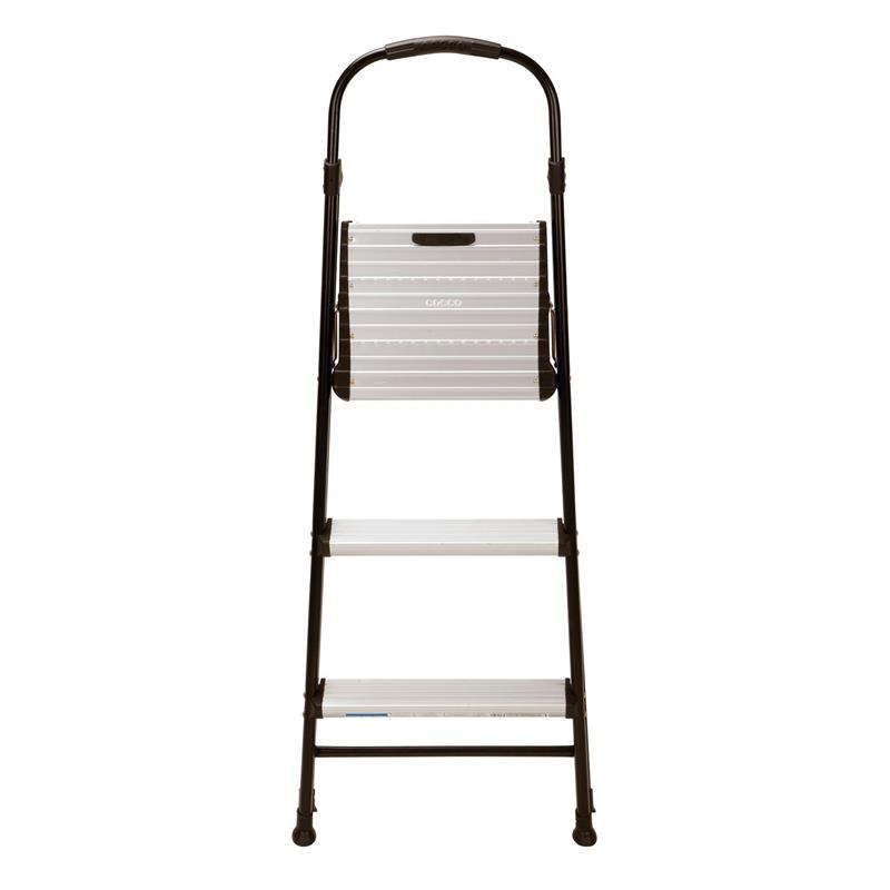 Pemberly Row Three-Step Folding Step Stool with Rubber Hand Grip in Black