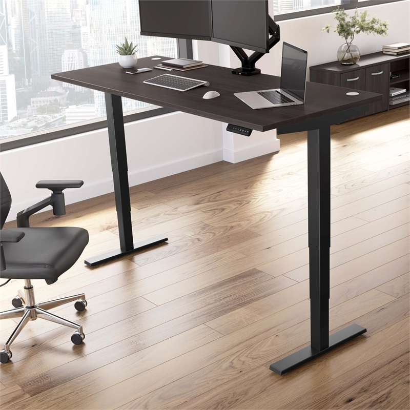 Pemberly Row 72W x 30D Height Adjustable Standing Desk - Engineered Wood