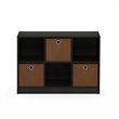 Pemberly Row Engineered Wood 3x2 Bookcase Storage withBins in Espresso/Brown