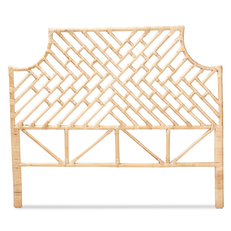 Pemberly Row Modern Brown Rattan Queen Size Standalone Headboard