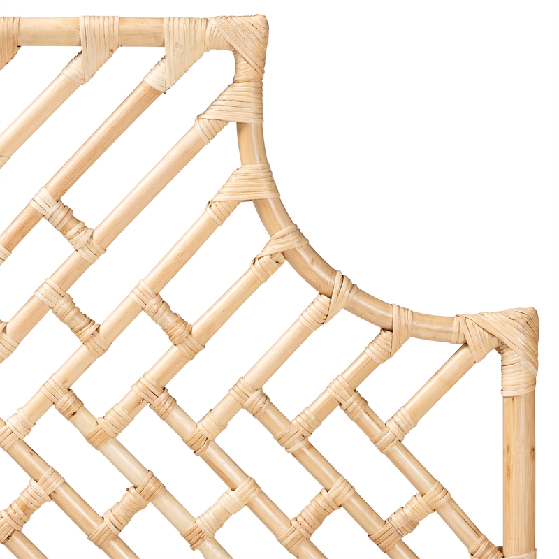 Pemberly Row Modern Brown Rattan Queen Size Standalone Headboard