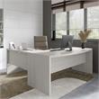 Pemberly Row 72W Bow Front L Shaped Desk in Gray Sand - Engineered Wood