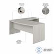 Pemberly Row 72W Bow Front L Shaped Desk in Gray Sand - Engineered Wood