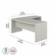 Pemberly Row 72W Bow Front L Shaped Desk in Gray Sand - Engineered Wood