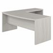 Pemberly Row 72W Bow Front L Shaped Desk in Gray Sand - Engineered Wood