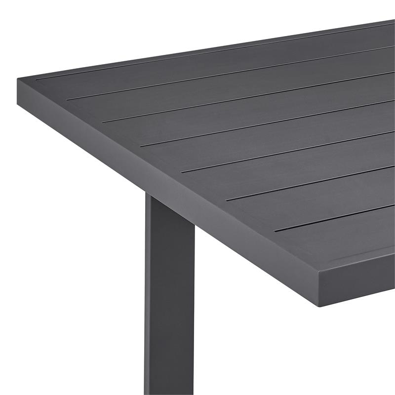 Pemberly Row Aluminum Outdoor Rectangular Dining Table in Gray