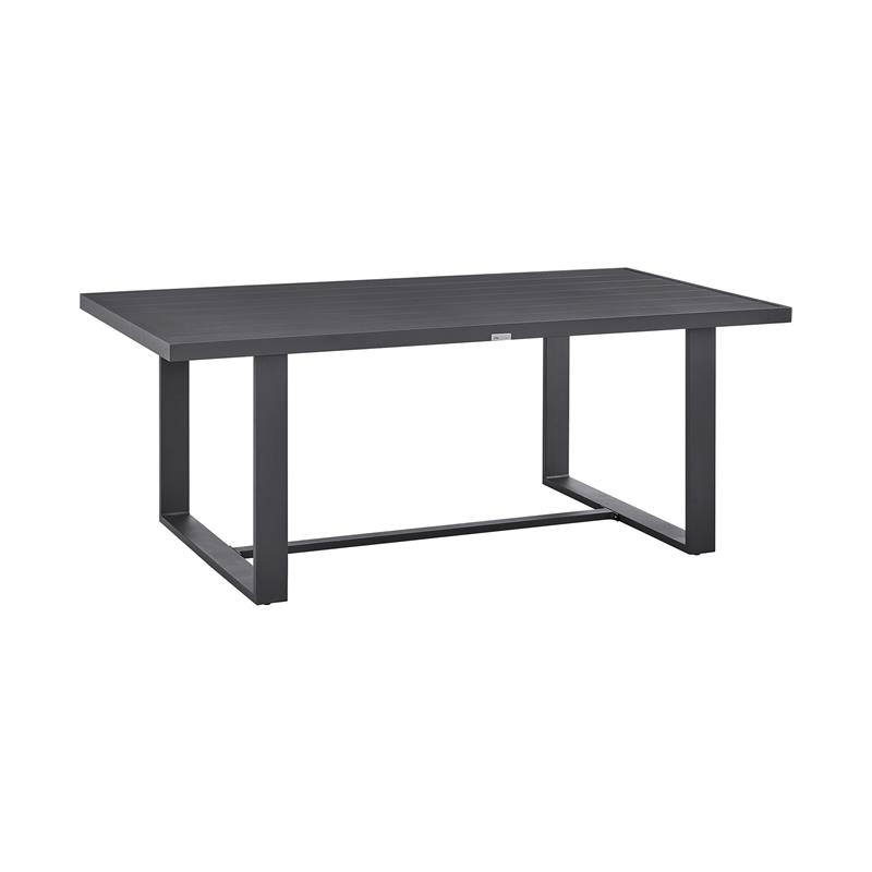 Pemberly Row Aluminum Outdoor Rectangular Dining Table in Gray