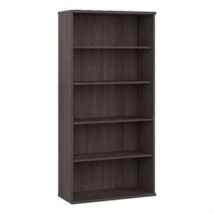 Pemberly Row Tall 5 Shelf Bookcase in Storm Gray - Engineered Wood
