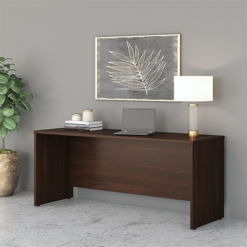 Pemberly Row 72W x 24D Credenza Desk in Black Walnut - Engineered Wood